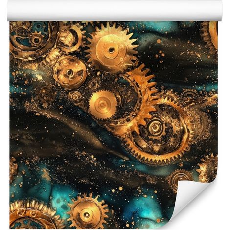 Carta da parati color ocra e oro per soggiorno e camera da letto, 50x1000 cm (1/5)
