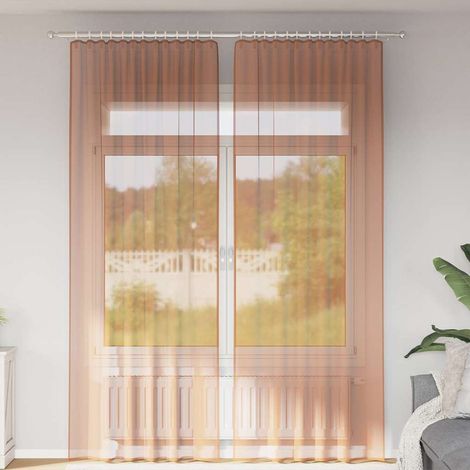 Voile Vorhänge mit Stangentaschen 2 Stk. Terrakotta