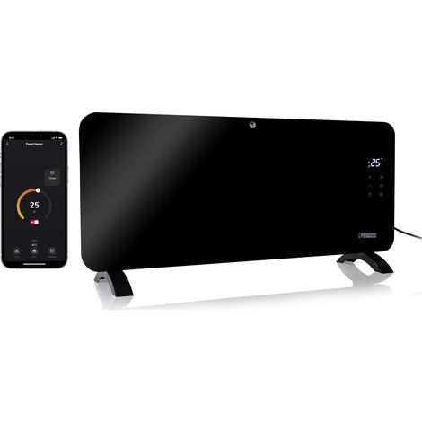 Princess Riscaldatore elettrico connesso - Riscaldamento a convezione - Controllo manuale, tramite app o vocale - App gratuita - Pannello in vetro - 2000W - Nero - 348200 (1/5)