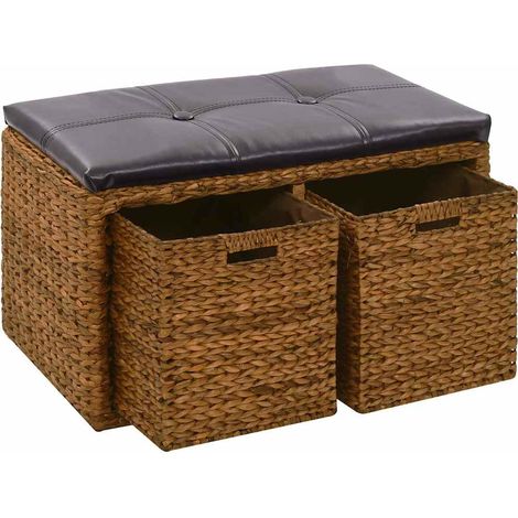 Panca in Giunco con 2 Ceste 71x40x42 cm Marrone vidaXL (1/5)