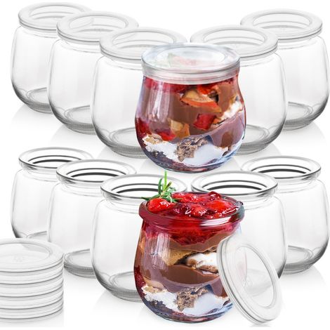 Tarro para yogur y postres con tapa, 130 ml, 12 unidades. (1/5)