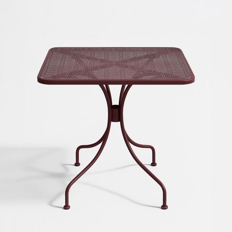 Table de jardin carrée en fer avec plateau ajouré (1/3)
