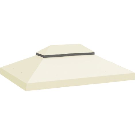 AS EASY Toit de rechange pour tonnelle de jardin 3 x 4 m, bâche de protection double imperméable 370 g/m², protection anti-pluie UPF 30+, pour jardin, réception, terrasse, blanc crème