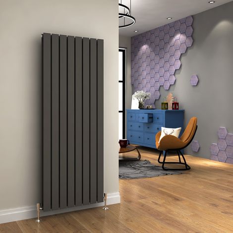 ELEGANT 1600 x 608mm Anthracite Designer Radiator Vertical Flat Panel Double Panel Rad