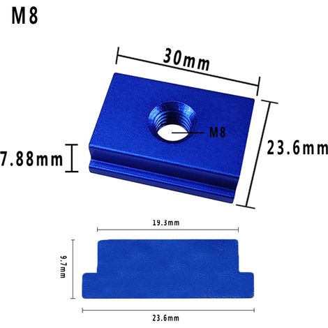 Curseur bleu M8 en alliage d'aluminium Modification à faire soi-même d'un rail de guidage pour scie circulaire électrique à table inversée, avec poignée de poussée et rail de guidage de type 30 (1/5)