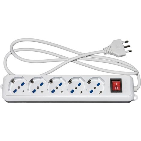 Link LKMP05 Multipresa 5 Prese Universali ITA Schuko 10 16A Spina 16A con Interruttore Cavo 1,5 m 2500 W colore Bianco (1/2)