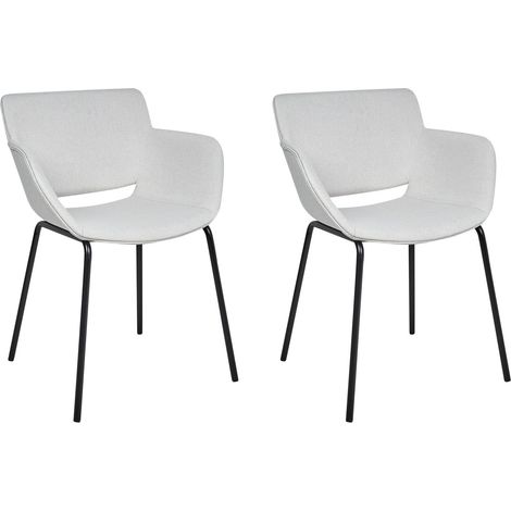 Lot de 2 Chaises de Salle à Manger en Polyester Rembourrées Pieds en Métal Meubles Élégants Gris Clair Axtel