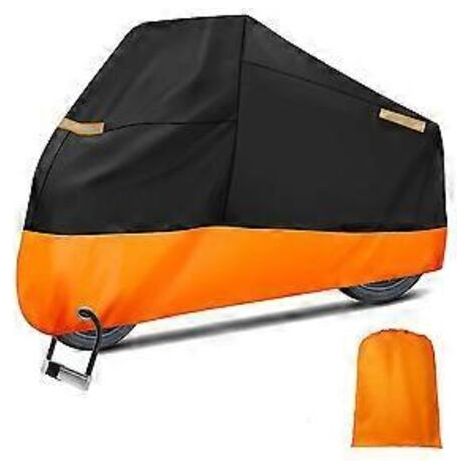 Housse de moto pour le rangement extérieur, housse de moto imperméable, anti-poussière et anti-UV 210D avec réflecteur, boucles de verrouillage et coupe-vent, 96,5 x 50 x (1/5)