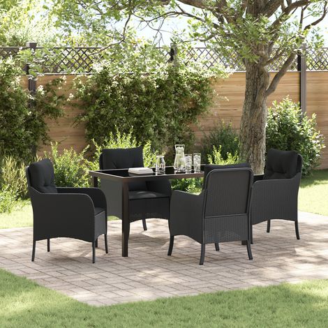 Garden Dining Set 5 pcs Black Poly Rattan vidaXL (1/5)
