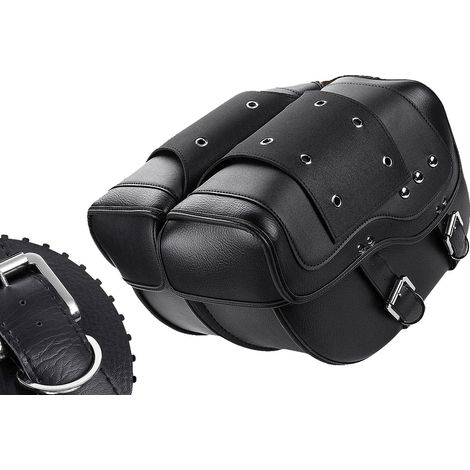 Sacs de selle de moto, cuir PU, 40cm x 16cm x 30cm, compatibilité universelle, placement à gauche et à droite, rangement d'outils et de bagages (1/5)