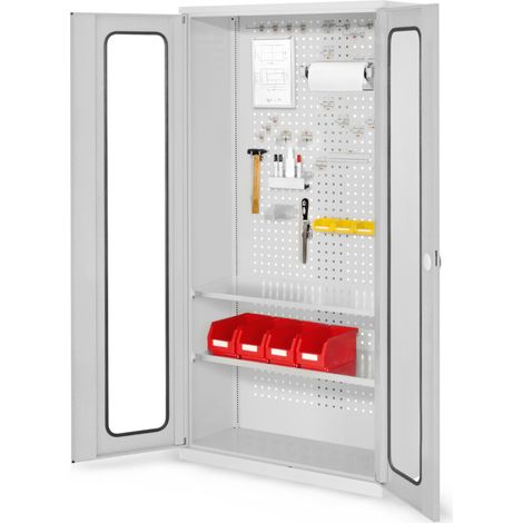 Kappes ®RasterPlan Werkzeugschrank 1950x1000m Modell 5 Tiefe 410mm Sichtfenstertüren lichtgrau