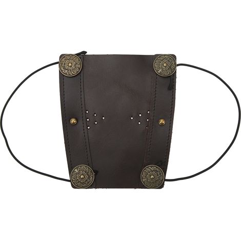Protège-bras de tir à l'arc en cuir de vachette brun, réglable, pour tir extérieur et chasse, avec coussin de protection. (1/5)