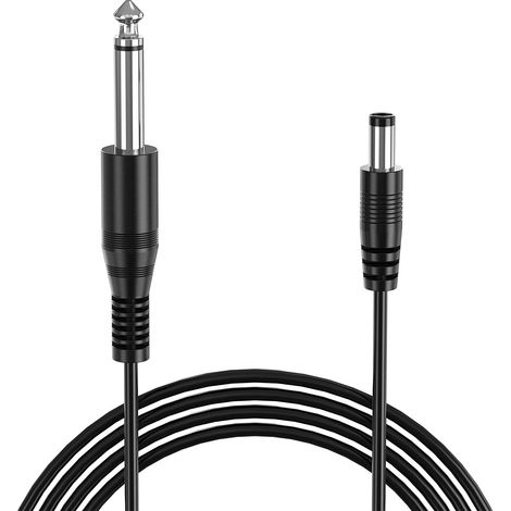 Cable jack de 6,35 mm, conector de alimentación CC universal, negro, 2 m (1/2)