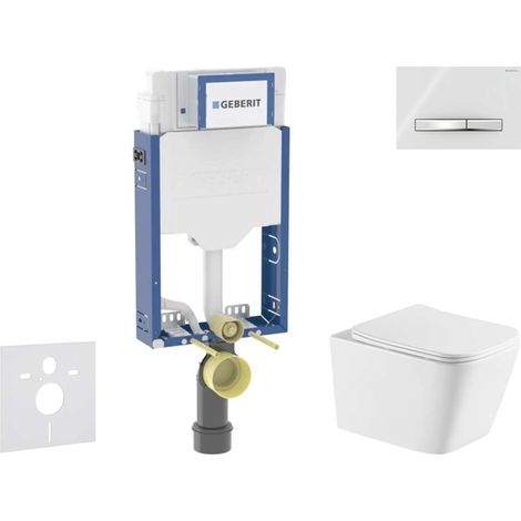 Geberit Kombifix - Set bâti-support, cuvette Arkas l et abattant softclose, plaque de déclenchement Sigma50, chrome/blanc alpin SANI15CA3168
