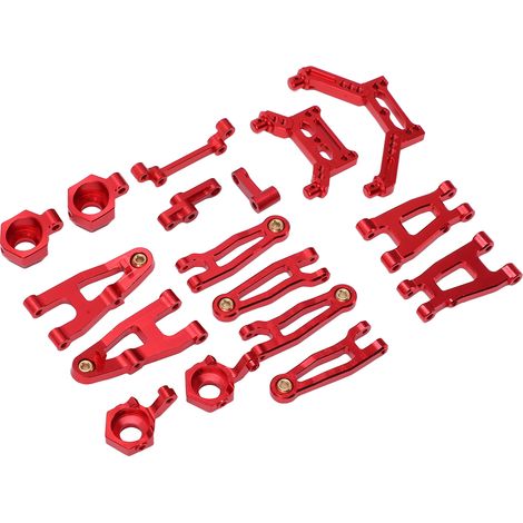 Kit de pièces détachées en aluminium pour voiture RC SG1603 SG1604 (échelle 1/16) : bras oscillant, support de suspension, coupelle de direction (rouge). (1/5)