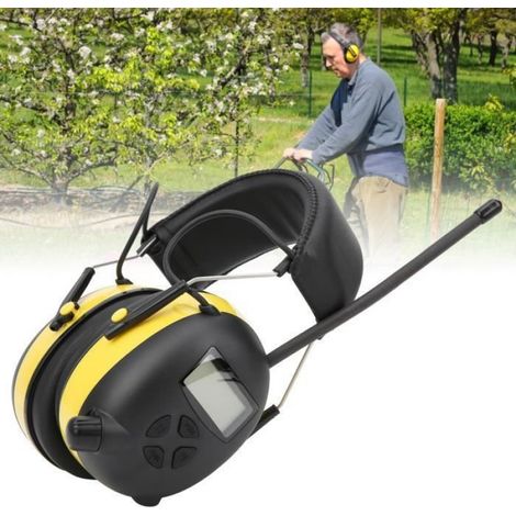 Cache-oreilles SURENHAP - Casque antibruit électronique à réduction de bruit - Radio AM/FM - Blanc et Jaune (1/4)