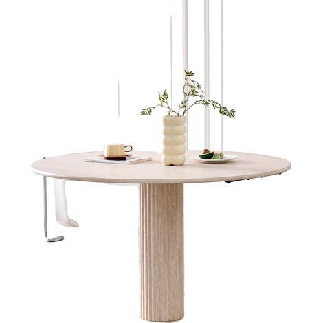 Table à manger, design moderne, pour 4-6 personnes, Couleur bois jaune (1/2)