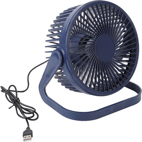 Petit ventilateur de table portable rechargeable USB bleu à 2 vitesses réglables, idéal pour les dortoirs et l'extérieur (15 cm). (1/5)
