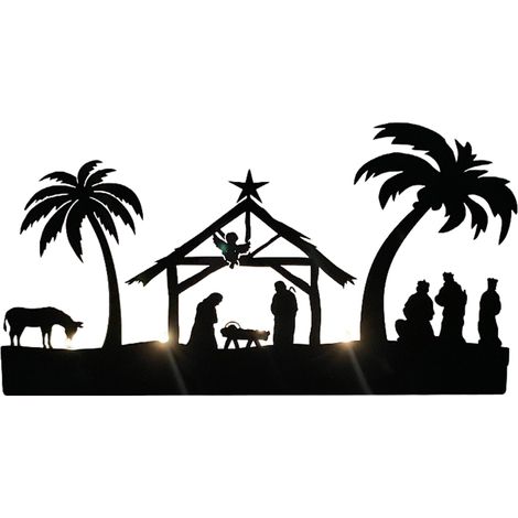 Ensemble Crèche de Noël, Décoration Artisanale en Fer Forgé avec Chandeliers et Supports Bougies, Ornements Festifs Élégants pour Intérieur (1/5)