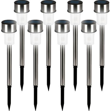 6x Lampes solaires de Jardin luminaire extérieur LED acier inoxydable Jardin Eclairage solaire blanc chaud (1/5)
