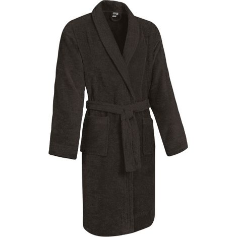 Albornoz de baño de cuello ancho en tejido de algodón RELAX XXL Negro