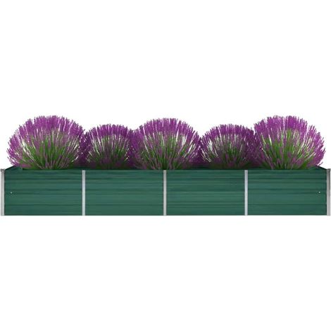 vidaXL Letto Rialzato Giardino in Acciaio Zincato 320x80x45 cm Verde