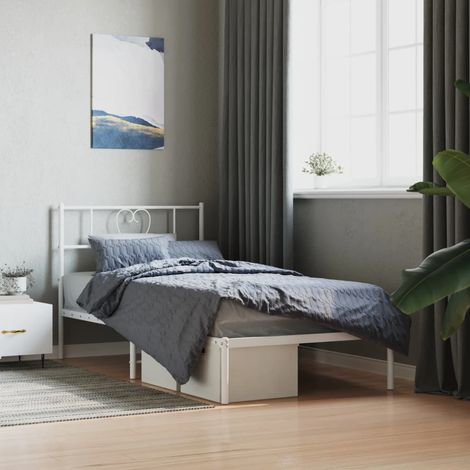 Cadre de lit métal sans matelas-Structure de lit et tête de lit blanc 107x203 cm 438558 (1/5)