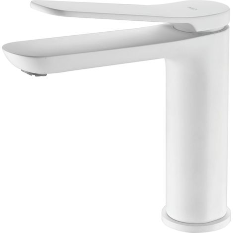 Rubinetto del lavabo monocomando  Modello DANIMARCA  Bocca bassa  Colore bianco finitura opaca [ IMEX® ]