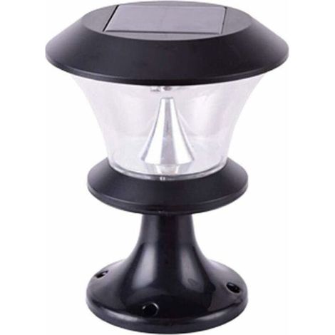 8 LED Yard Villa Paysage Décoratif Post Light Outdoor Round Solaire Pilier Lampe Jardin Porte Murale Lampadaire Extérieur Pelouse Vue Cour Villa Lampadaire Extérieur (A: Lumière Chaude) (1/5)