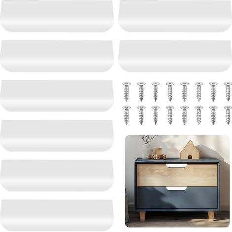 8 Pcs Poignee de Meuble Cuisine, Poignée Meuble Cuisine Aluminium, Poignee Porte Cuisine, Poignées Armoire, Poignet de Porte Cuisine, Poignée pour Armoire, Placards, Commodes - Blanc, 80mm (1/5)