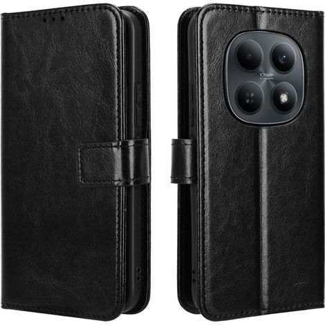 Funda tipo libro para Xiaomi Redmi Note 15 5G / Poco M8 5G, Crazy Horse Wallet, negra