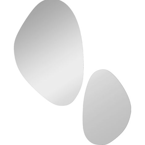 Lot de 2 miroirs muraux en forme de galet, cadres métalliques noirs, verre haute définition, à suspendre à l’horizontale ou verticale, CHICFURN (1/5)
