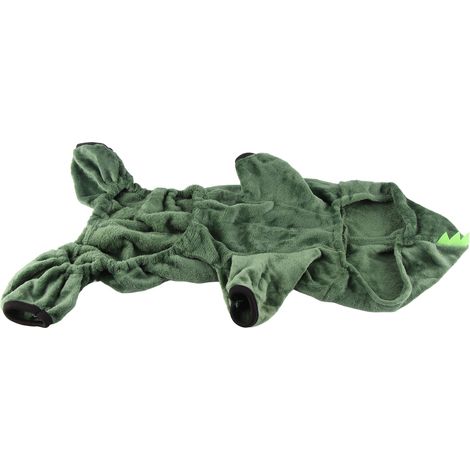 Déguisement de dinosaure pour chien, mignon, chaud et duveteux, à capuche, tenue d'hiver pour chiens et chats, taille L (1/5)
