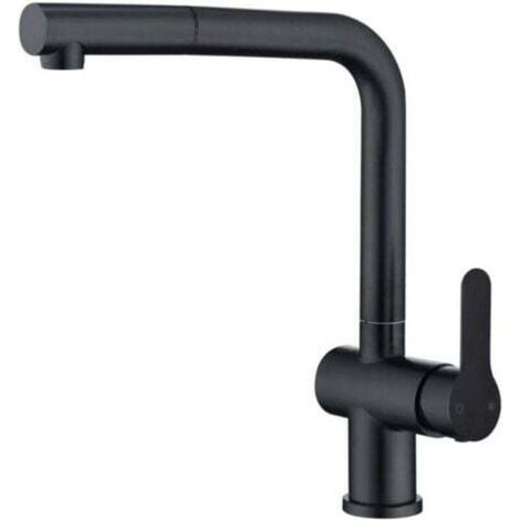 Kitchen mixer tap with pull-out spout, 360° swivel sink tap, matte black stainless steel kitchen tap