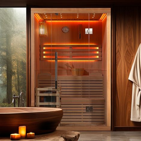 Sauna finlandais Nordica® Vapeur V23-S (1 à 2 places) - 133 x 122 x H.202 (1/5)