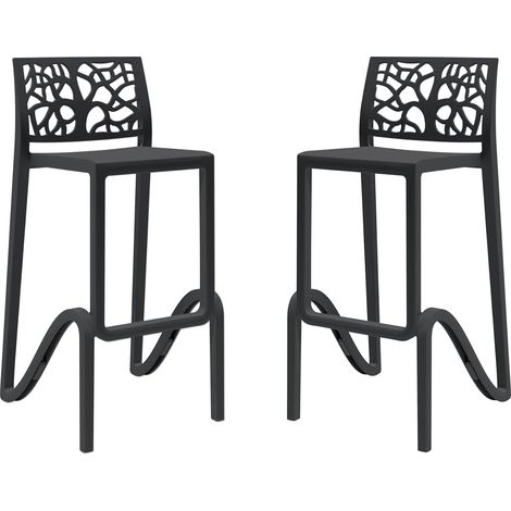 Tabouret Haut empilable pour intérieur et extérieur en polypropylène Teti Zefiro Noir (1/5)