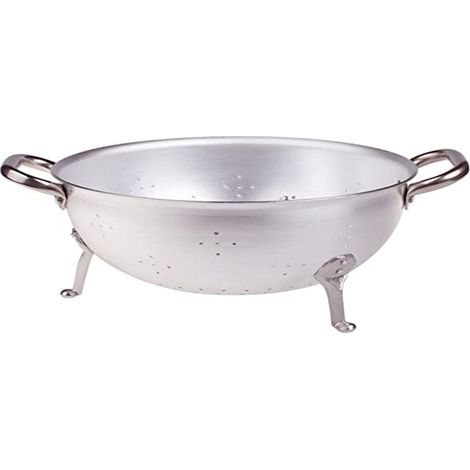 Pentole Agnelli ALMA11528 Alluminio Professionale 3 mm, Colapasta a Tre Piedi con 2 Maniglie, 28 cm
