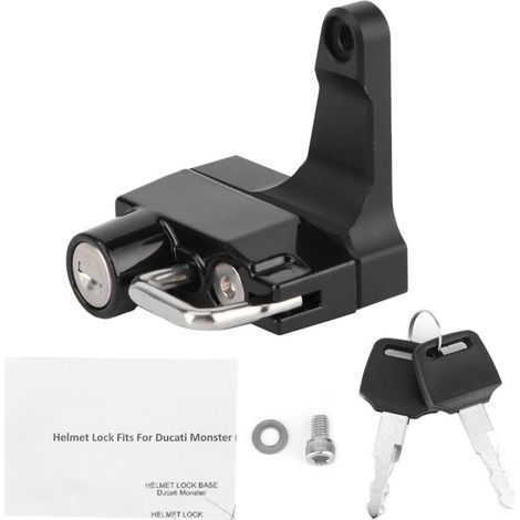 Serrure antivol en métal pour casque de moto, avec 2 clés, adaptée à Ducati Monster 696/796/1100 (1/5)
