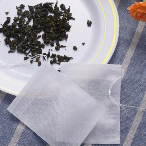 500 sachets de thé jetables pour thé en vrac, sachets de thé vides à fermeture par cordon, sachets de thé filtrants non tissés (1/5)