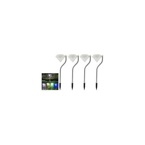 Set mit 4 Solar-LED-Gartenleuchten aus Glas mit Farbwechsel, wasserdichten Edelstahl-Erdspießen, ideal für den Außenbereich: Garten, Balkon, Terrasse, Rasen, Einfahrt. – Crezuo