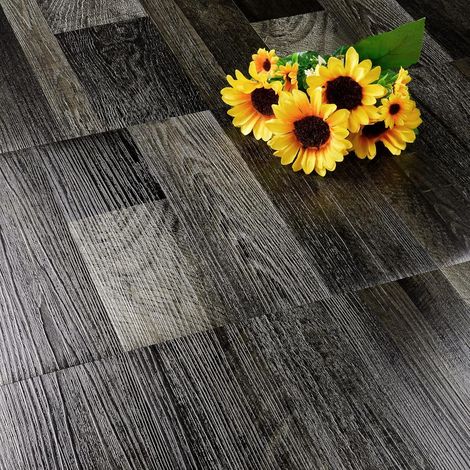 Dalle PVC Adhesive Sol PVC Adhesif Parquet Effet Bois Noir Carreaux de Sol en Vinyle Autocollant Chambre Corridor Amovible 30×30CM 5 Dalles Autocollantes Bois Noir Revetement Sols Cuisine (1/5)