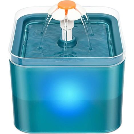 (Green) 2L Cat Water Dispenser，Cat Drinker with Activated Carbon Filter，Super Quiet Pet Fountain with LED Lights (1/5)