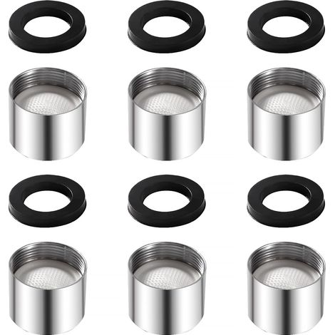 Embout de robinet M22, avec 6 joints toriques, filetage interne, accessoires de filtre pour robinet d'eau en acier inoxydable et ABS, pour cuisine et salle de bain. (1/4)