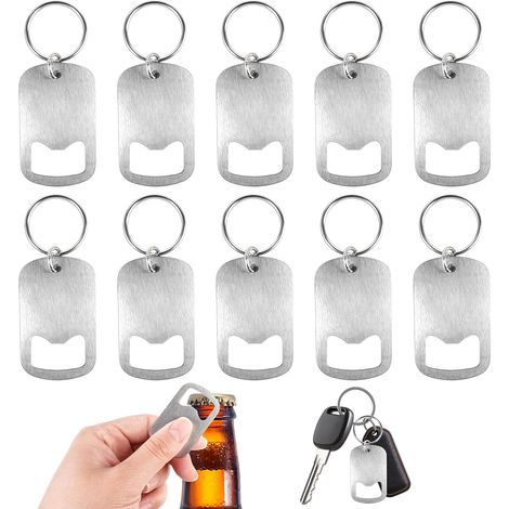 10 Pieces Bottle Opener Keychain, Stainless Steel Bottle Opener Keychain (1/5)