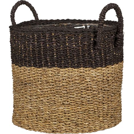 Jonc de mer 23 - Jardinière en osier avec poignées en jonc de mer - Couleur : marron - Diamètre : 24 cm - Hauteur : 20 cm - Volume : 7,5 l (1/5)