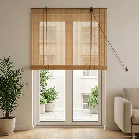 vidaXL Store enrouleur Marron 90 x 220 cm Bambou (1/5)