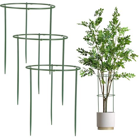 Bâtons de soutien pour plantes, piquets semi-circulaires, empilables, support à 3 niveaux pour fleurs de jardin, cage pour plantes d'intérieur, tomates, monstera, pivoines (1/5)