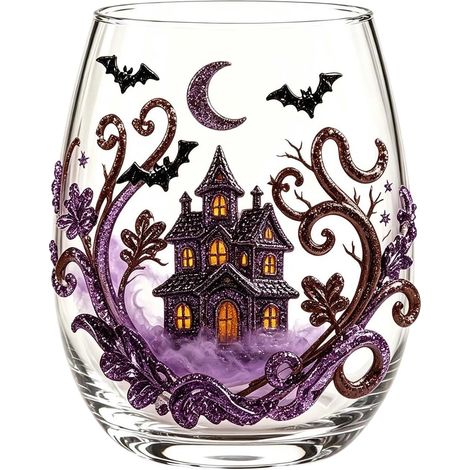 Mundgeblasenes Whiskyglas, Halloween-Design (1/2)