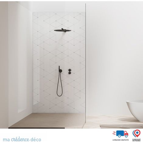 Panneau de douche : Formes triangles géométriques - Couleur Gris clair - Alu composite - 90 - 245 (1/2)