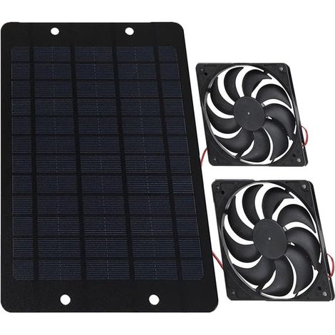 Ventilador solar de 10 W, 12 V y 2 A, diseño dual, resistente al agua, disipación de calor silenciosa, adecuado para invernaderos y gallineros.